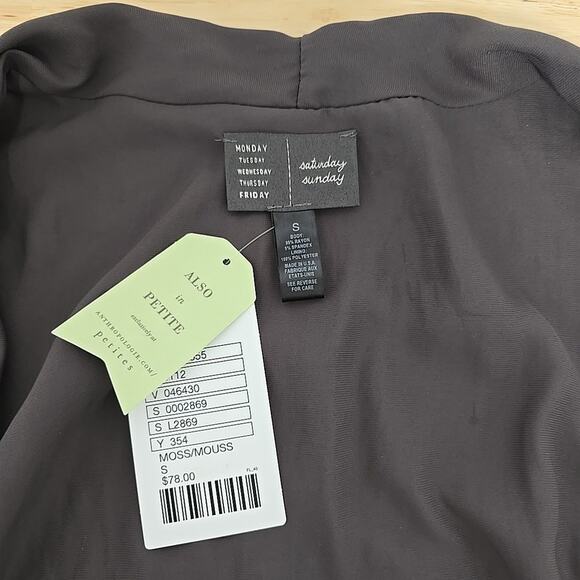 NWT Anthropologie Saturday Sunday Green Moss Waterfall Cardigan Petite Small - Picture 3 of 10